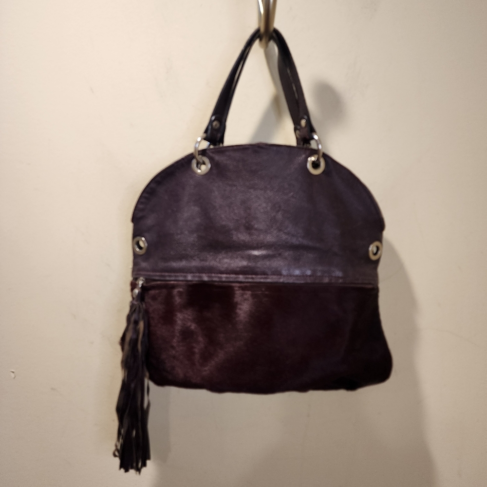 Innue Burgubdy Genuine Leather Made In Italy  Handbag with Tassel